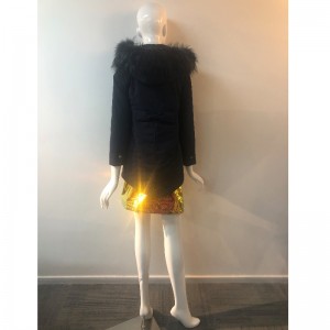 السيدات معطف مقنعين باللون الأسود RLWPC0064