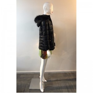 السيدات معطف لامعة PUFFER باللون الأسود RLWPC0082