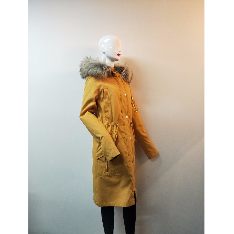 السيدات صفراء طويلة معطف RLWPC0091