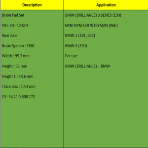 وسادات الفرامل (OE: 3421 9808172)