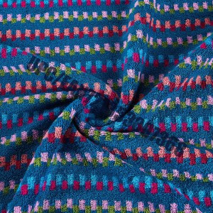 JMD TEXTILE سريعة الجفاف 100 ٪ قطن ، ليتل بير تطريز كارتون ، طقم مناشف الحمام جاكار مصبوغ متعدد الألوان ، طقم مكون من 6 قيش (أزرق)