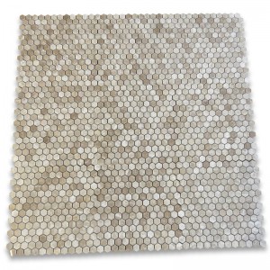 Emperador Light 1x2 Basketweave Mosaic Tile w Emperador Dark Dots مصقول