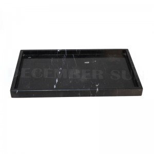 صينية تقديم رخام أسود مستطيل عالي الجودة