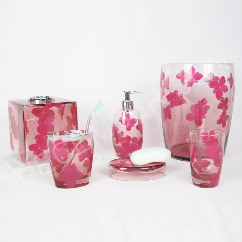 6 قطع اكسسوارات الحمام الزجاج مجموعة