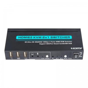 V2.0 HDMI KVM 2x1 Switch Switch دعم بطاقة الصوت فائقة الدقة بدقة 18 جيجابت في الثانية بسرعة 20 كيلو بت في الثانية و HDCP2.2 بسرعة 18 جيجابت في الثانية و...