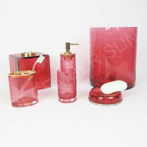 خطوط نقش دائرية مع طقم اكسسوارات الحمام الزجاجي الملون