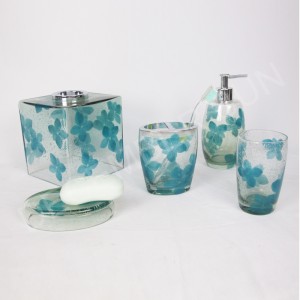 الزجاج الشفاف مع مجموعة اكسسوارات الحمام decaled