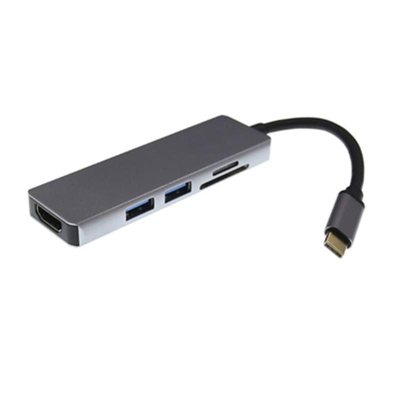 USB من النوع C إلى HDMI + 2 × USB 3.0 + قارئ بطاقة SD Hub