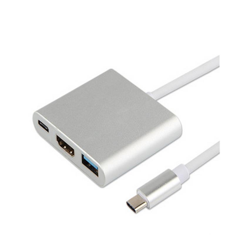 USB من النوع C إلى HDMI + USB 3.0 + النوع C محول المحور