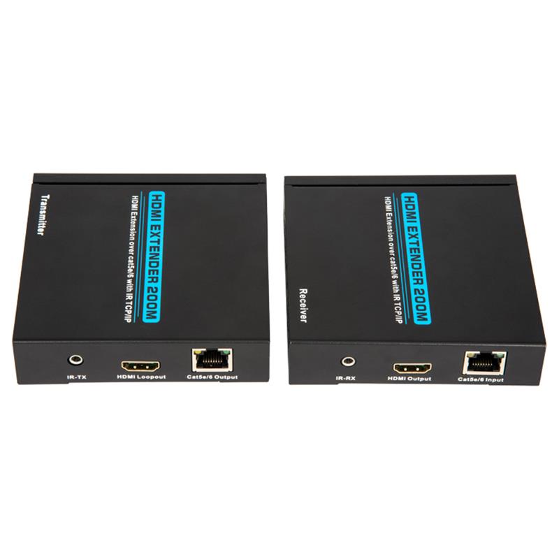 V1.3 HDMI موسع 200 متر على cat5e / 6 كابل واحد دعم كامل HD 1080P POE