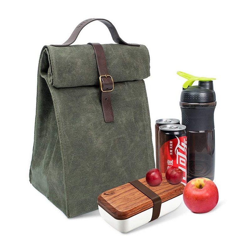 SGC29 مخصصة يسهل حملها السفر خمر تصميم معزول حقيبة الغداء قماش مشمع حمل شطيرة حقيبة برودة الحرارية
