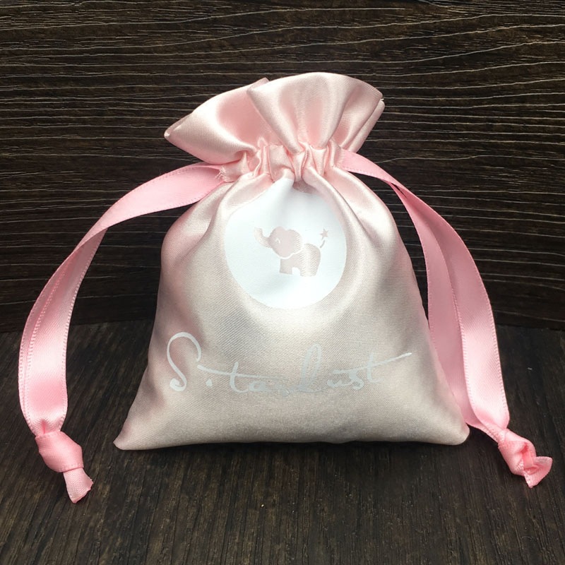 SGS43 مخصص الساتان الشعر أكياس الغبار الوردي الباروكة تغليف أكياس هدية الحرير بالجملة