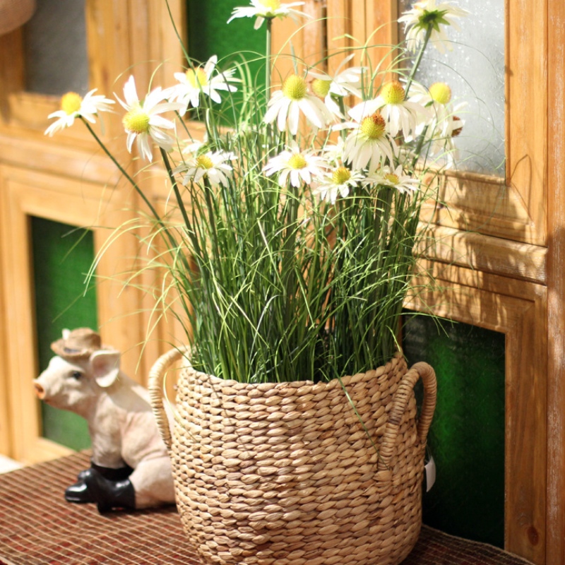 سلة التخزين المنسوجة من القش