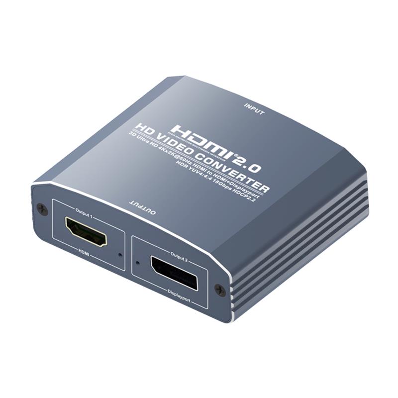 3D Ultra HD 4Kx2K @ 60Hz HDMI to HDMI + DP Converter Support HDMI2.0 18Gbps HDR YUV4: 4: 4 HDCP2.2