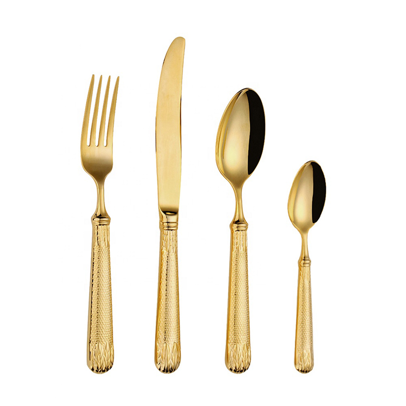 بيستيك مجموعة أدوات مائدة من الذهب 18/10 سكين وشوكة مع أدوات المائدة الذهبية