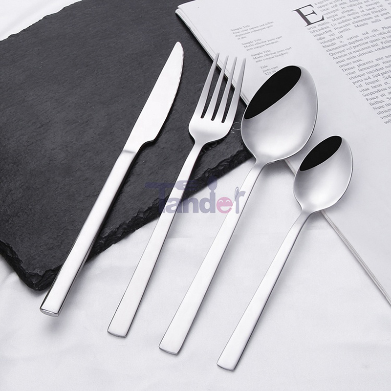مجموعة أدوات فضية لمطعم أدوات المائدة الصلب القابل لإعادة الاستخدام