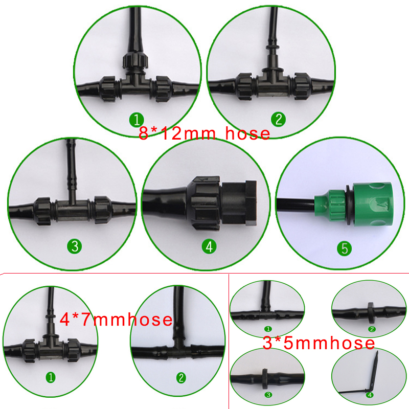 نظام الري بالطاقة الشمسية atuo 4 * 7mm تمديد خرطوم PVC تجميعات الأنابيب الصغيرة Spinkler