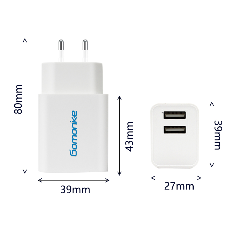 محول قابس أوروبي ، شاحن حائط USB 2.1A مزدوج متوافق مع iPhone ، Samsung ، LG ، هواتف Android