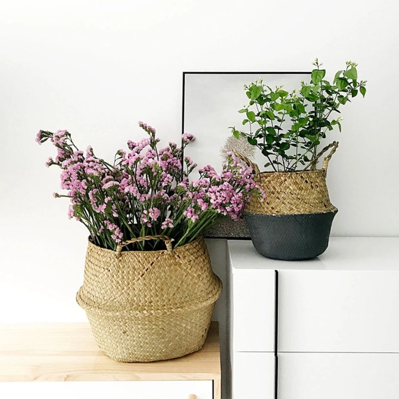 سلة نباتات منسوجة من الأعشاب البحرية لتخزين سلة الأعشاب البحرية المعلقة