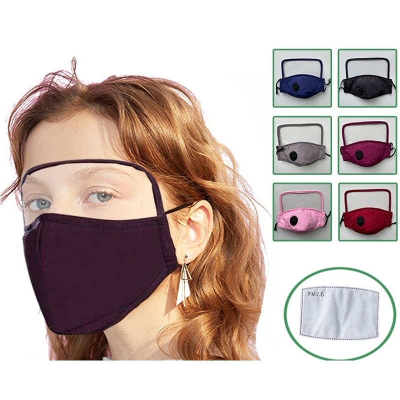 WOVEN FACE MASK 100 ٪ قطن لحماية العين والفم من القطن مع فلتر مزدوج الضباب PET & PM2.5