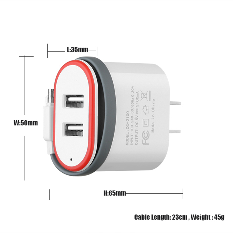 شعار OEM أحدث الملحقات المحمولة بسرعة فائقة الاتحاد الأوروبي التوصيل 5V شاحن USB للهاتف Android شاحن متعدد USB شاحن الجدار