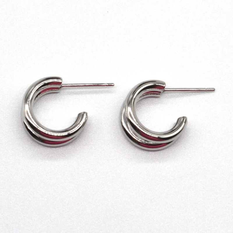 الأقراط الفضية السميكة مزدوجة C- حلقة ريترو هندسية معدنية روك فاسق دائرة مستديرة أقراط متدلية للفتيات الإناث أقراط مجوهرات الصين R...