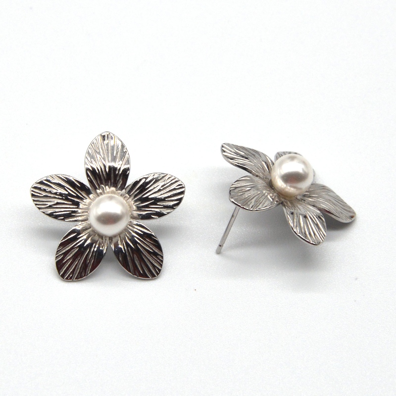 إمرأة عرس أقراط اللؤلؤ المرأة زهرة الفولاذ المقاوم للصدأ أقراط أفضل الهدايا الصين مصنع مجوهرات Ruifanbao