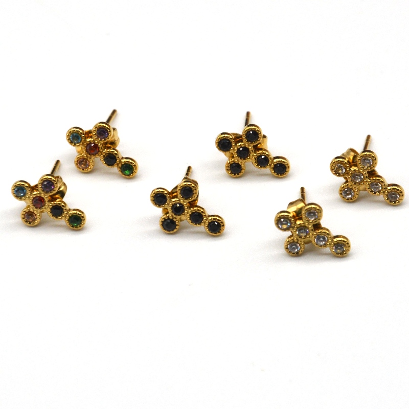 المرأة عبر مكعب زركونيا البسيطة البافيه أقراط الصليب الصين مصنع تجهيز المجوهرات Ruifanbao