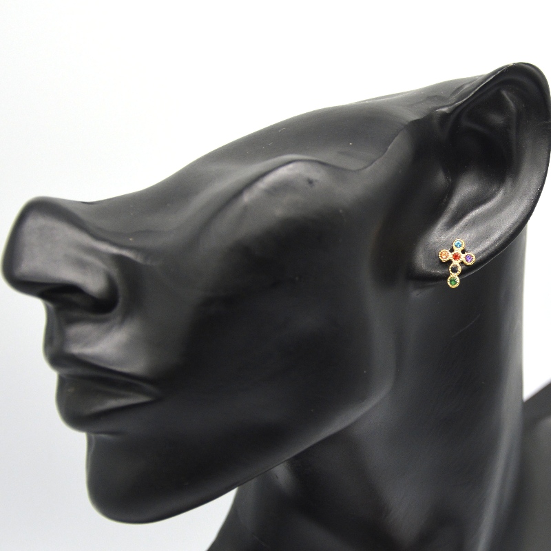 المرأة عبر مكعب زركونيا البسيطة البافيه أقراط الصليب الصين مصنع تجهيز المجوهرات Ruifanbao