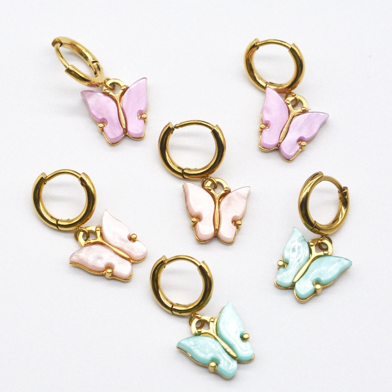 أنثى فراشة أقراط ، مجوهرات الفراشة الملونة ، أنثى الذهب مطلي قلادة أقراط ، هدايا العيد المرأة الصينية مجوهرات مصنع تجهيز ruifenbao