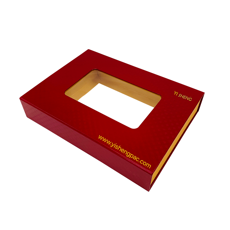 مربع هدية أحمر احباط شعار مطبوع نافذة PVC