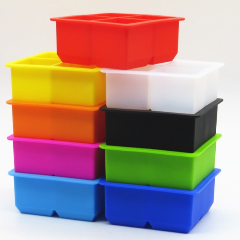 هلام السيليكا شبكة الجليد 4 شبكات 4 متصلة هلام السيليكا قالب مربع 4 ثقوب مربع ملحق صندوق ويسكي بار الجليد صنع مربع