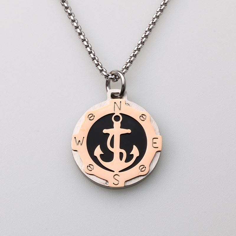 إيطاليا نمط مجوهرات الفولاذ المقاوم للصدأ الدفة الرياح مرساة قلادة قلادة الرجال المصنوعة في الصين