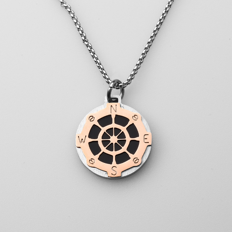 إيطاليا نمط مجوهرات الفولاذ المقاوم للصدأ الدفة الرياح مرساة قلادة قلادة الرجال المصنوعة في الصين