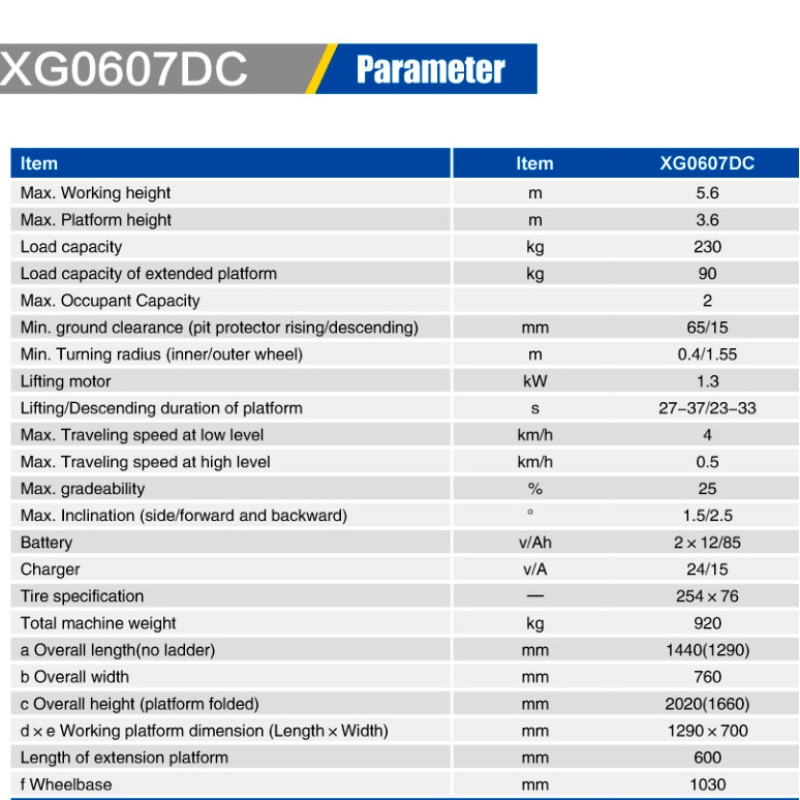 رافعات مقصية XG0607DC