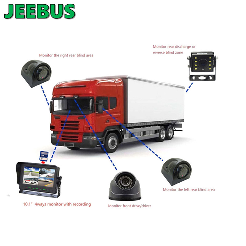 نظام مراقبة AHD 7 بوصة سلكي رباعي DVR مزود بكاميرا للشاحنة