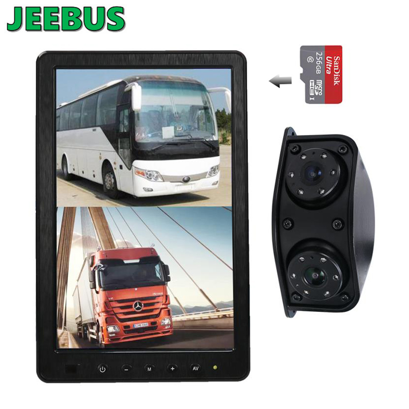 سيارة شاحنة حافلة حافلة كاميرا 10.1 بوصة مرآة الرؤية الخلفية نظام مراقبة DVR تسجيل عرض الفيديو الأمامي الخلفي