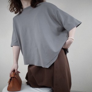 سهل تصميم بسيط جولة الرقبة نمط الخياطة الأكمام عارضة القطن الخالص الكتان سوبر مخصص 12631 تي شيرت