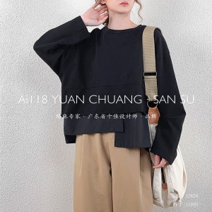 سهل تصميم بسيط جولة الرقبة نمط الخياطة الأكمام عارضة القطن الخالص والكتان سوبر مخصص 12626 تي شيرت