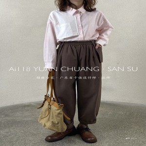 سروال نسائي فضفاض مصمم ليناسب أي مناسبة ، أكثر راحة بنمط غير رسمي قطن كتان مخصص 11713 بنطلون أنيق وفضفاض