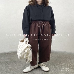 السيدات السراويل فضفاض ، ومناسبة لأي مناسبة ، والأكثر راحة نمط عارضة القطن والكتان العرف 11726 السراويل فضفاض أنيق