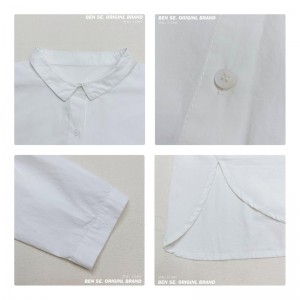 سهل تصميم بسيط عارضة أزياء لون الصلبة شريط منقوش قميص فضفاض كبير مخصص 17685