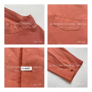 سهل تصميم بسيط عارضة أزياء لون الصلبة شريط منقوش كبير مخصص 17833 جولة الرقبة القميص