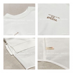 سهل تصميم بسيط عارضة أزياء لون الصلبة شريط منقوش كبير 19600 جولة الرقبة قميص مخصص صدرية