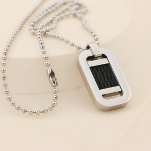 الجملة الفولاذ المقاوم للصدأ اثنين من لهجة الأسود ستي سلك قلادة قلادة