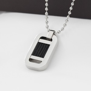 الجملة الفولاذ المقاوم للصدأ اثنين من لهجة الأسود ستي سلك قلادة قلادة