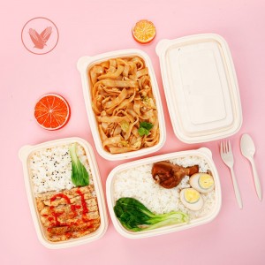 التعبئة والتغليف الصديقة للبيئة وجبة خفيفة مربع التعبئة والتغليف القابلة للتحلل نشا الذرة مستطيلة تأخذ الغذاء الحاويات