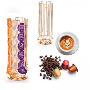 قاعدة معدنية دوارة القهوة جراب الوقوف كبسولة القهوة عرض موقف