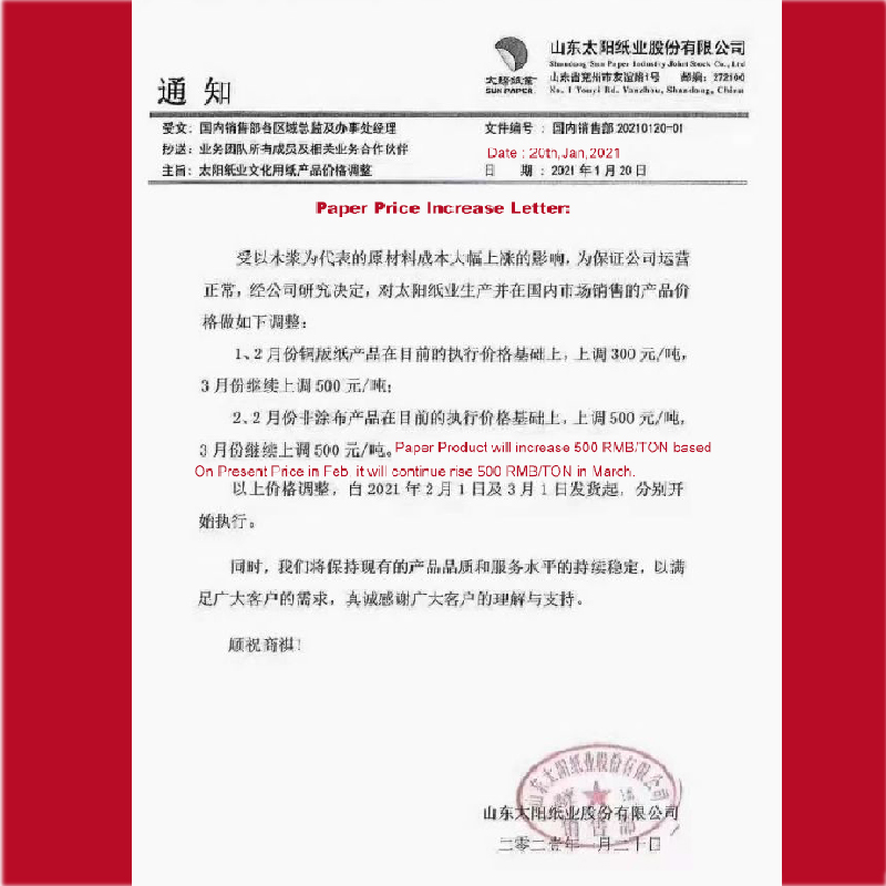 زيادة سعر كأس الورق في 2021