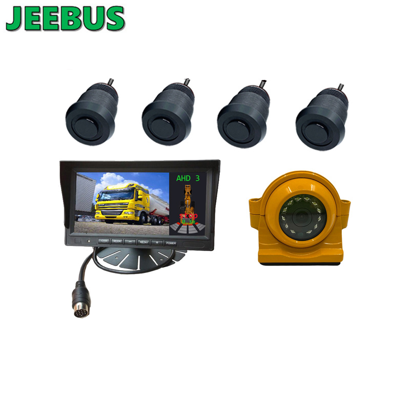 أجهزة استشعار وقوف السيارات الشاحنة للخدمة الشاقة شاشة Parktronic 4 أجهزة استشعار للكاميرا الاحتياطية العكسية وكاشف الرادار 7 \